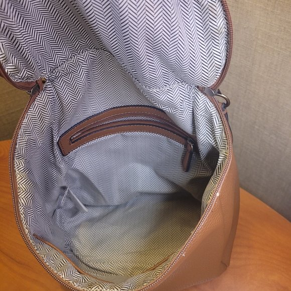 SALE - NWOT - Caramel Brown Faux Leather Backpack - Picture 3 of 7